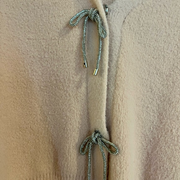 Pink Rhinestone Bow V Neck Sweater - Picture 3 of 4